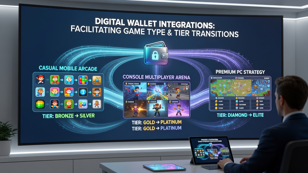 Handheld device screen displaying tiered reward levels and digital wallet balance during a transition from live dealer play to slot games