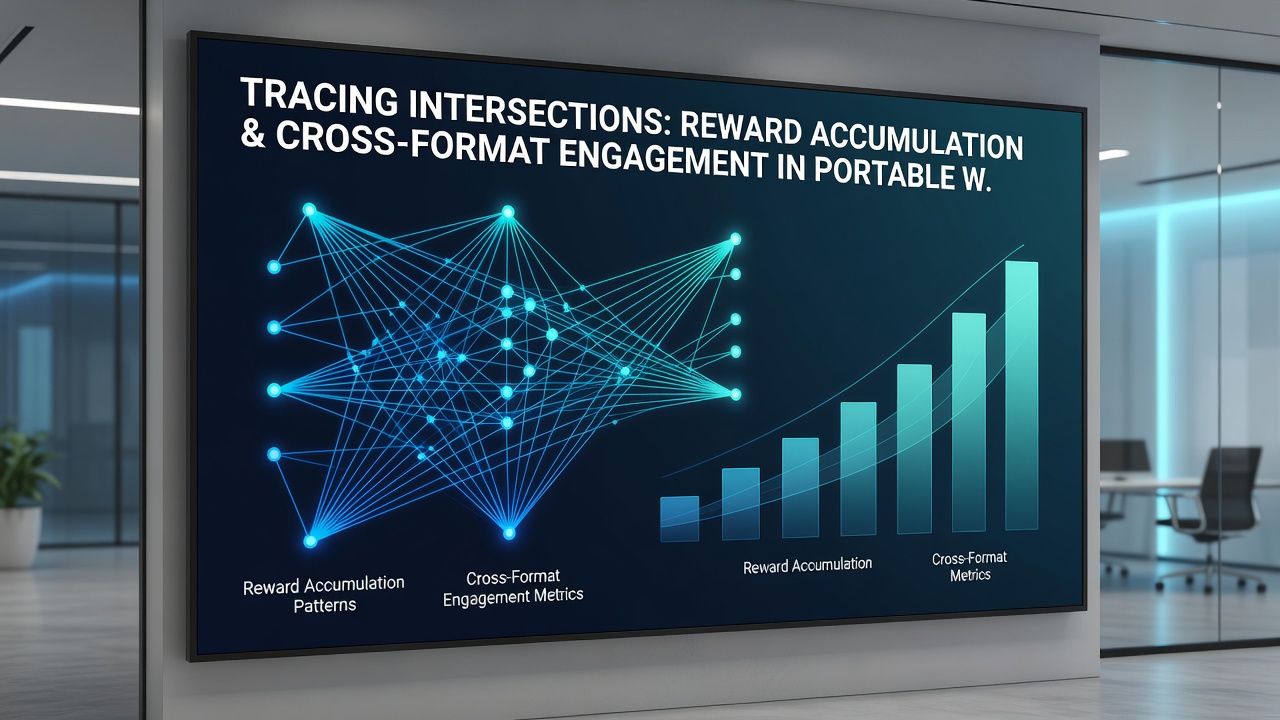 Analytics dashboard displaying reward accumulation trends and cross-format player movement on portable devices