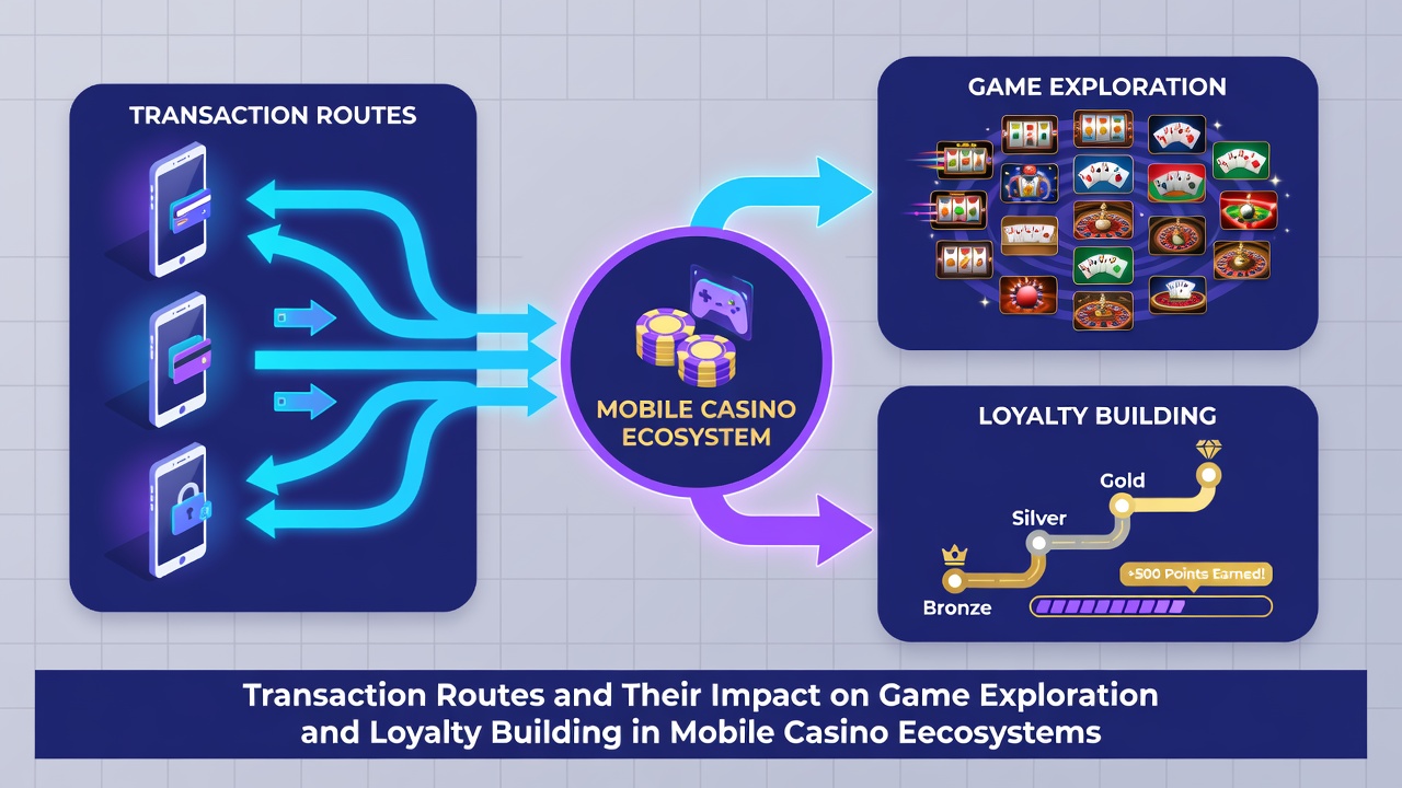 Detailed diagram of mobile transaction flows influencing loyalty tier progression and game variety access