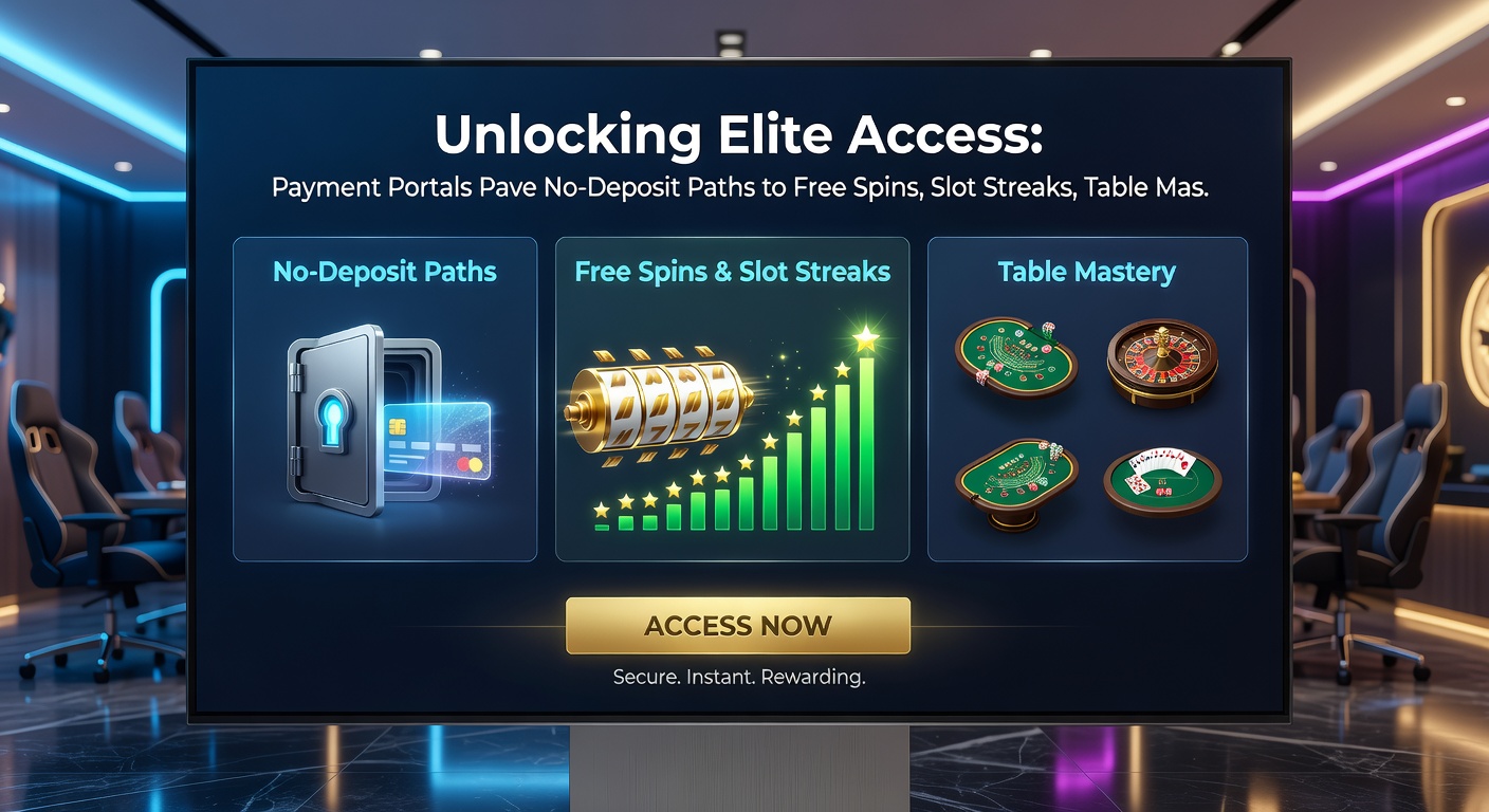 Illustration of a player accessing a treasure vault of free spins and VIP slots through a glowing payment portal on a mobile device